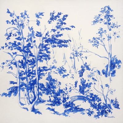 Tableau bleu de Denis gerablie représentant le parc rothschild